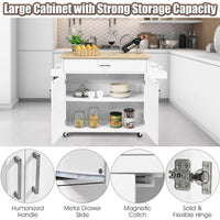 WETA® Rolling Kitchen Island Cart Storage Cabinet w/ Towel & Spice Rack