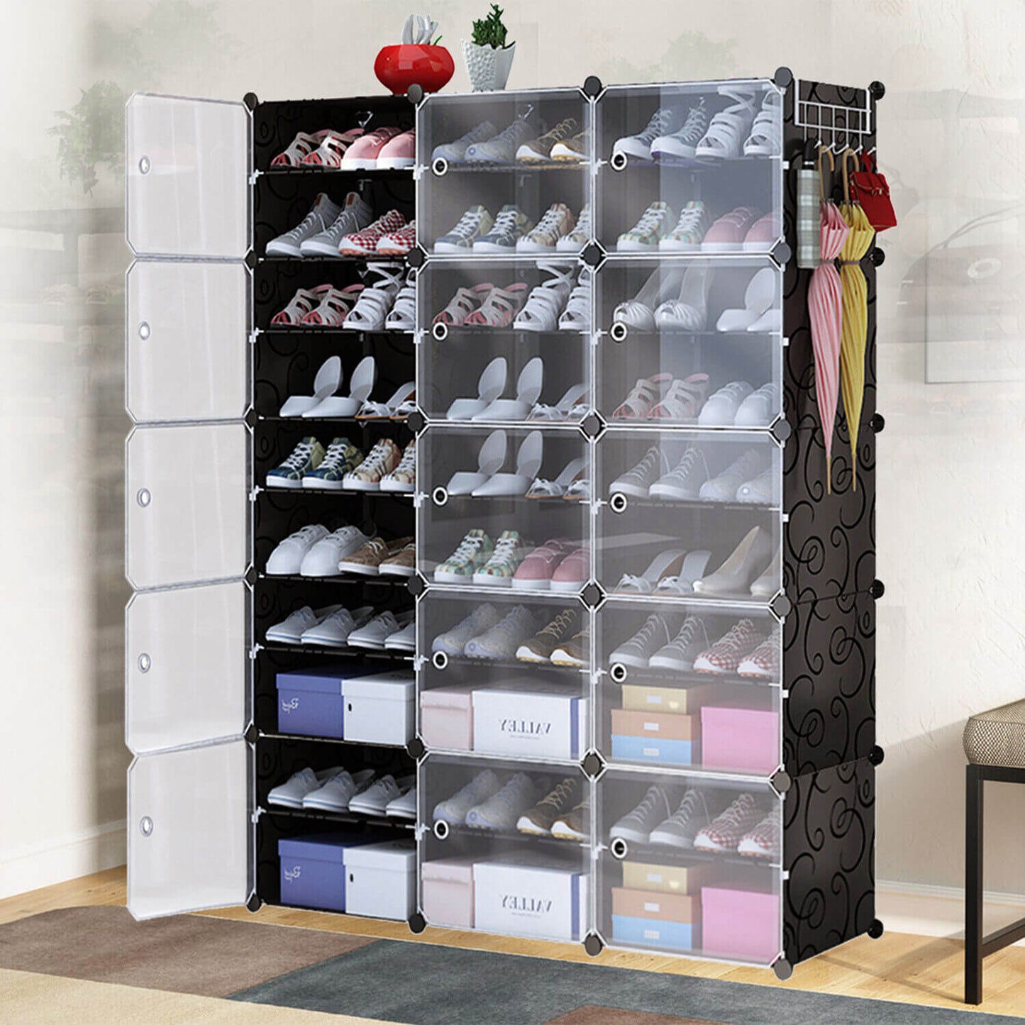 Shoe Storage Cabinet for 24, 32 or 60 pairs, DIY Organizer Shoe Rack