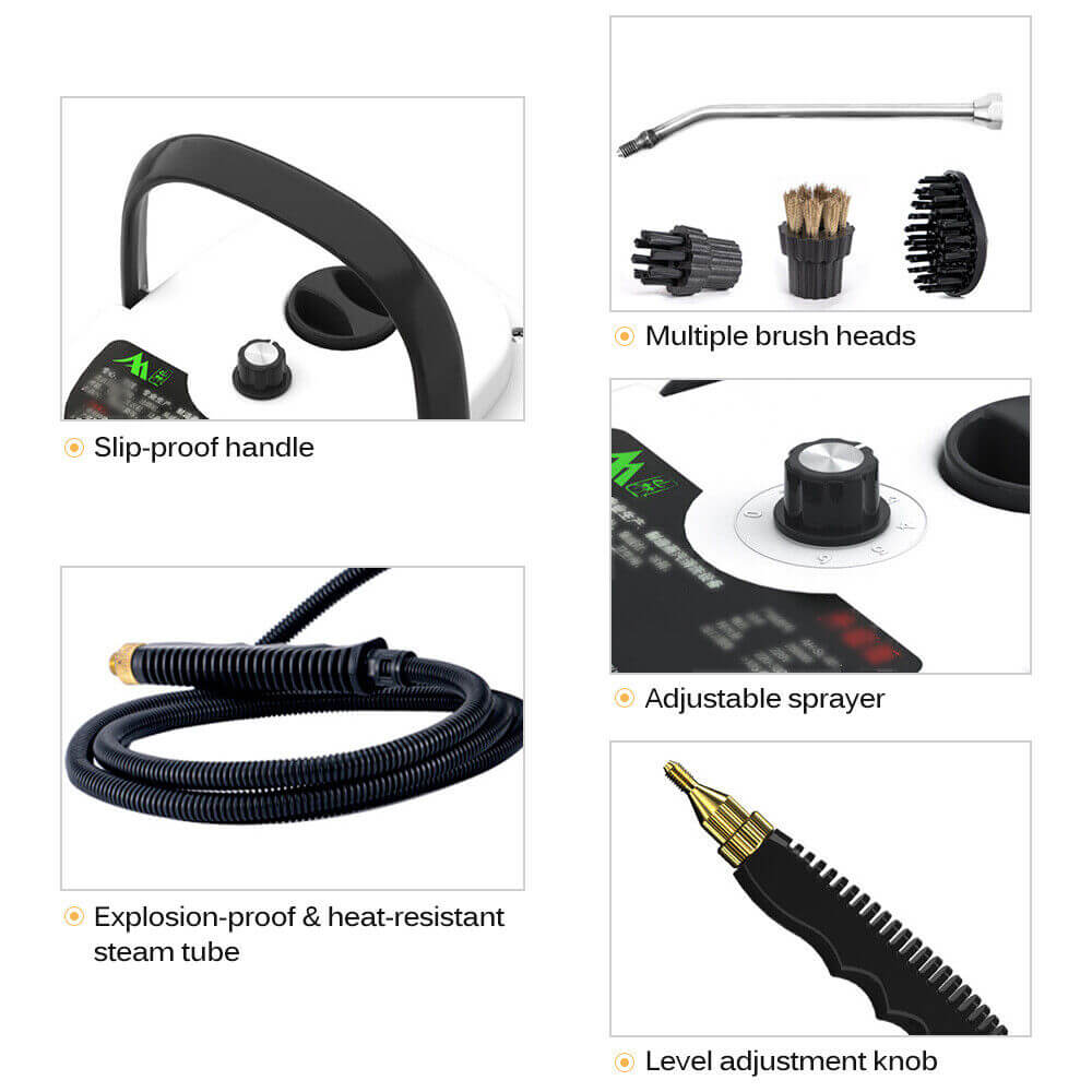 Upgraded 2500W High Pressure Handheld Steam Cleaner For Home, Car, Grout & Tile Floors ...