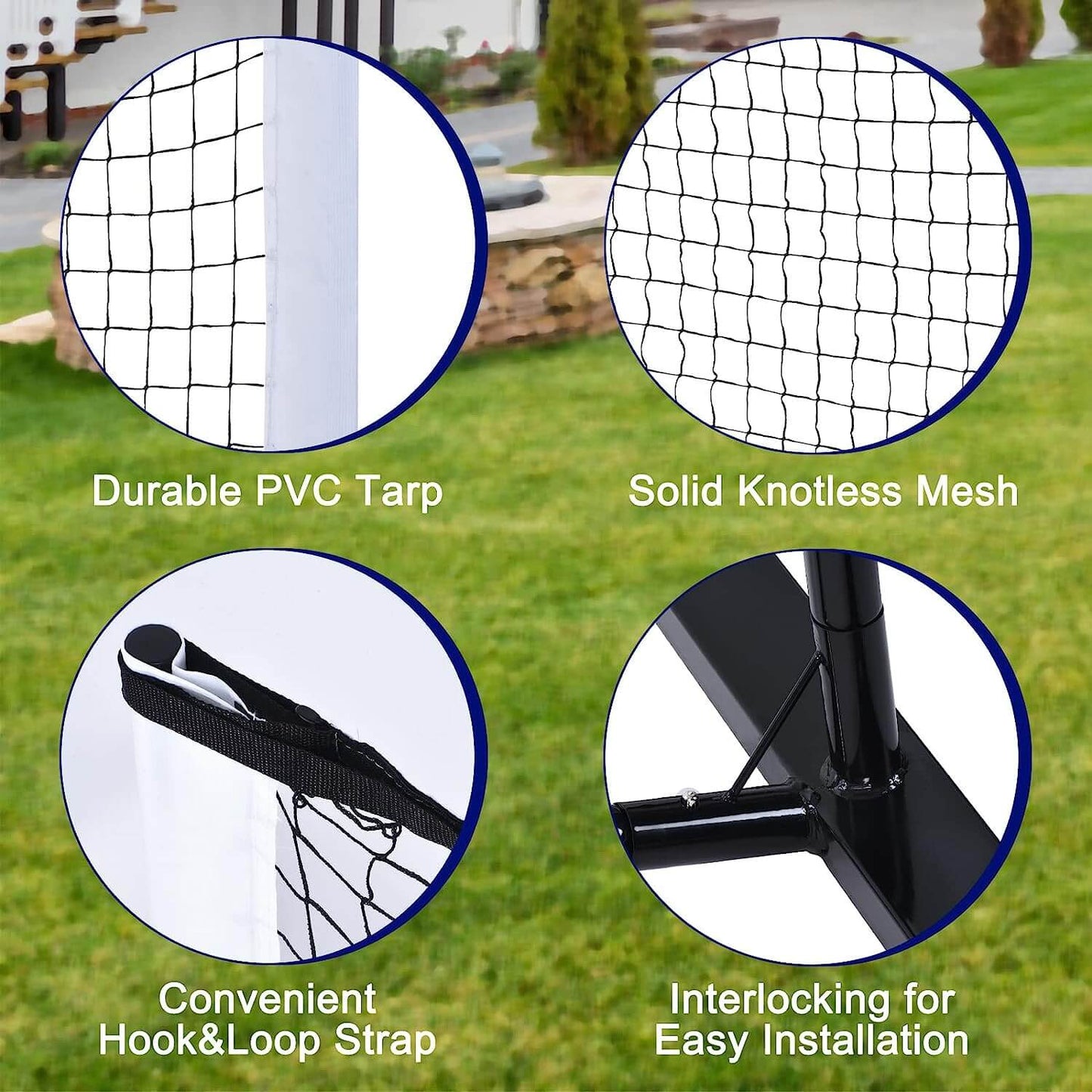 Upgraded Portable ELITE Pickleball Net with Metal Frame Stand, Carrying Bag and 4 Ground Stakes