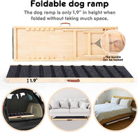 Premium Quality Dog Ramp for Bed and Car, Heavy Duty Wood Petramp Stairs, Doggy Steps for Tall High Bed