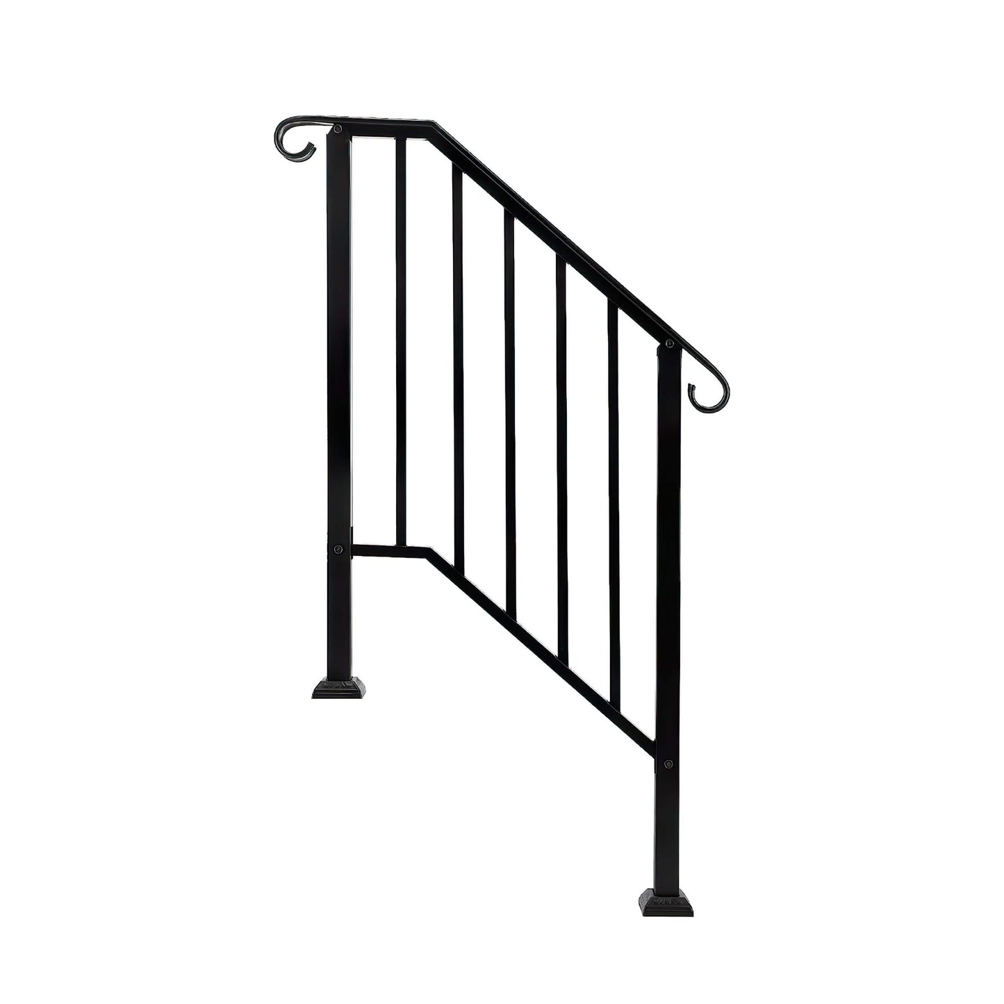2-3 Steps Premium Outdoor Stair Railing, Black Iron Hand Rails For Concrete Steps