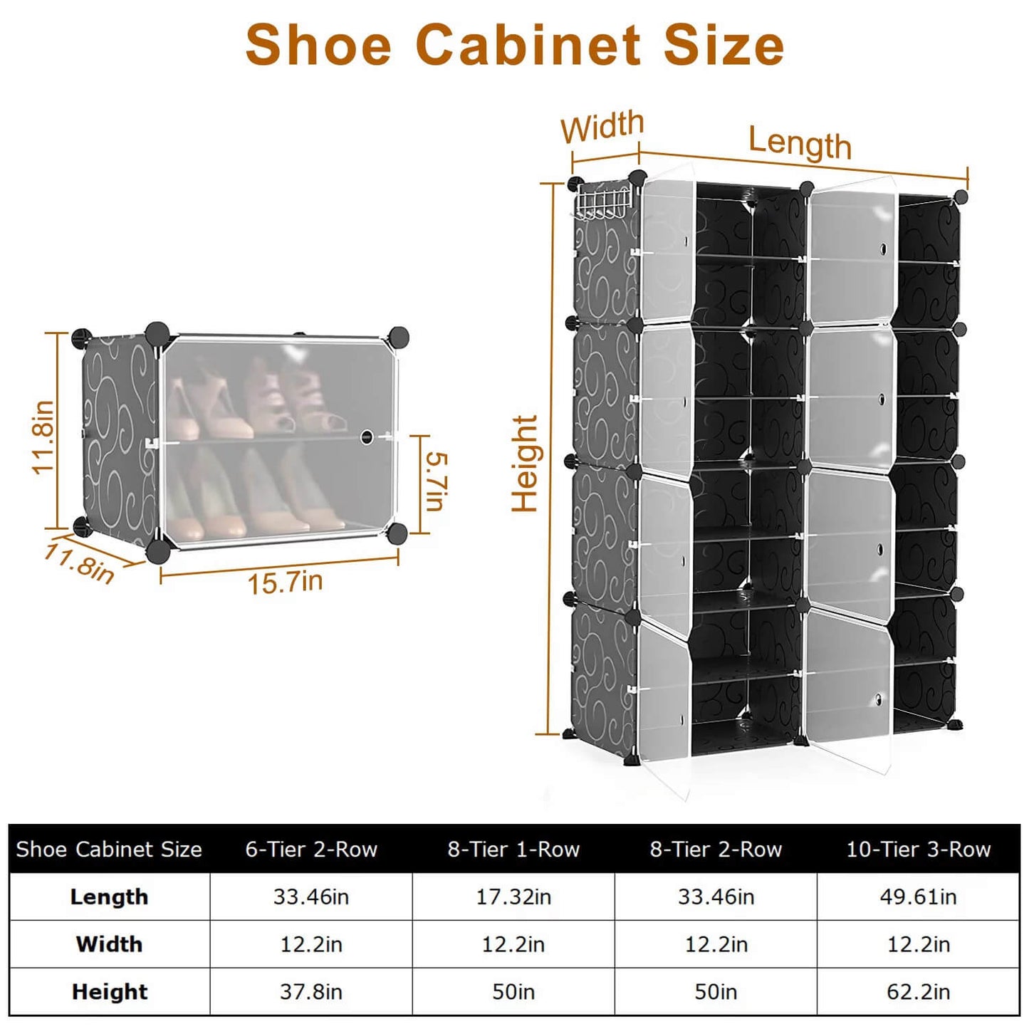 Shoe Storage Cabinet for 24, 32 or 60 pairs, DIY Organizer Shoe Rack