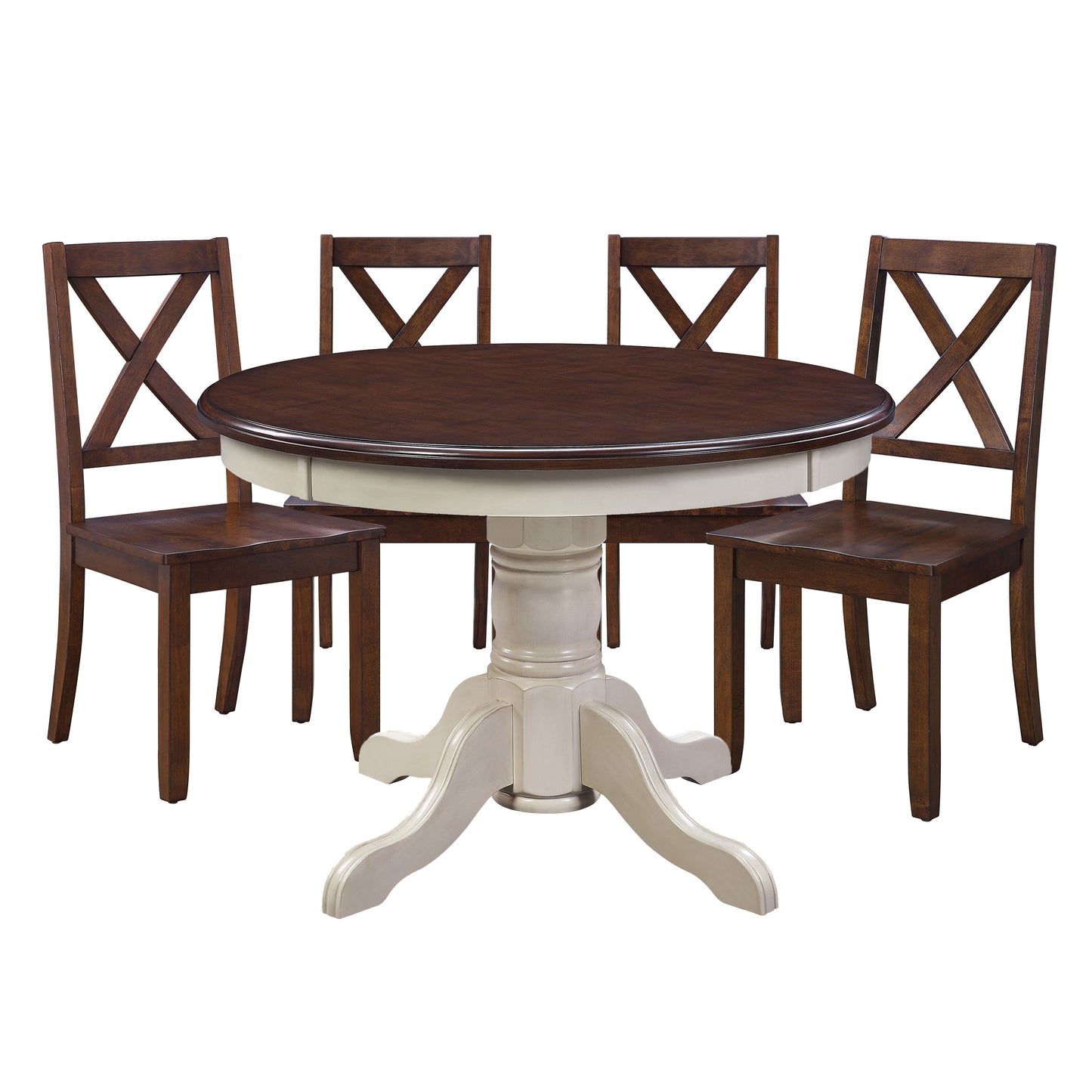 Alluring Natural Solid Wood Round Dining Room Table Set For 4 | Includes Chairs