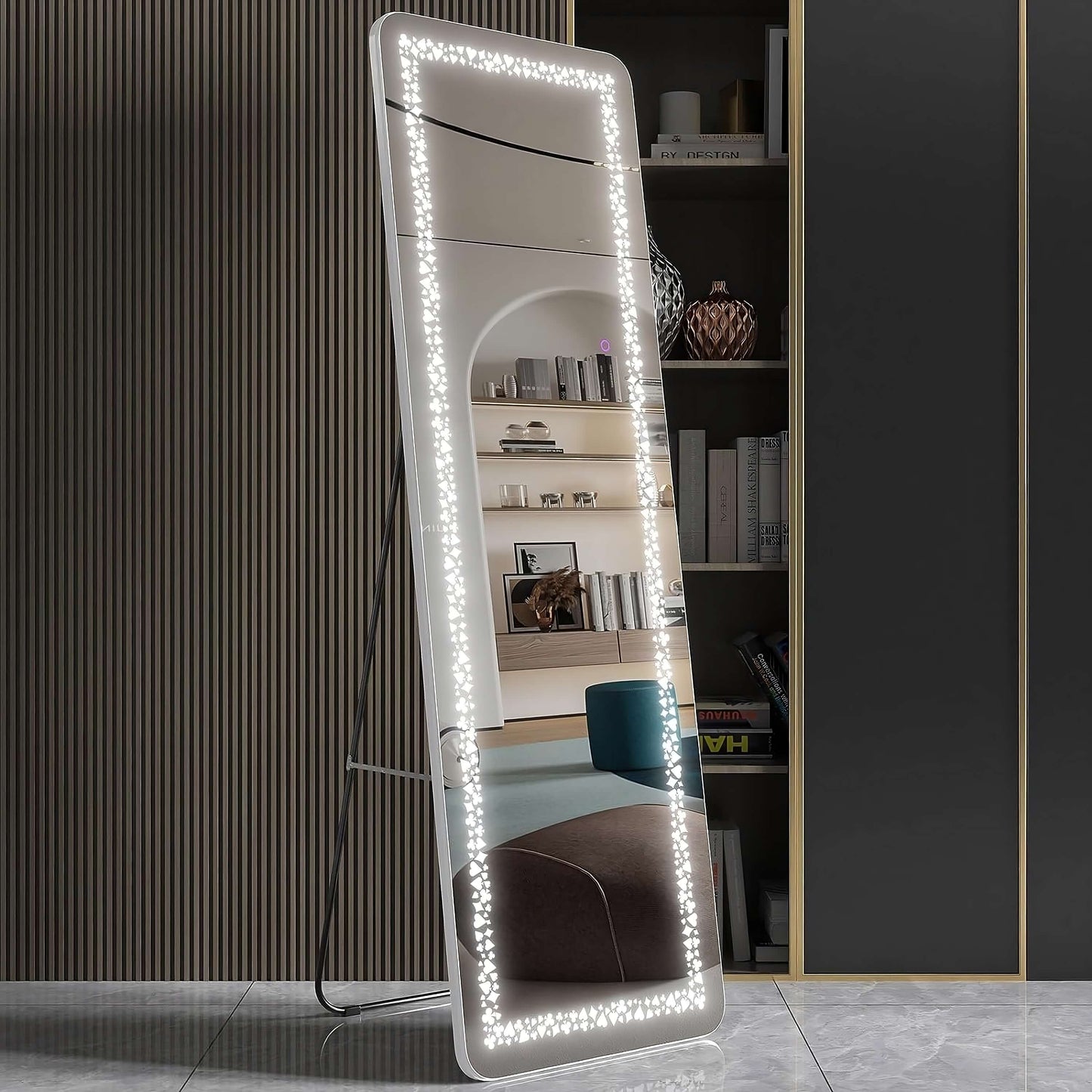 WETA® Unique 63" x 20" Mirror with 3 Color LED Lights | Full Body Mirror, Free Standing Wall Mounted Hanging Mirror