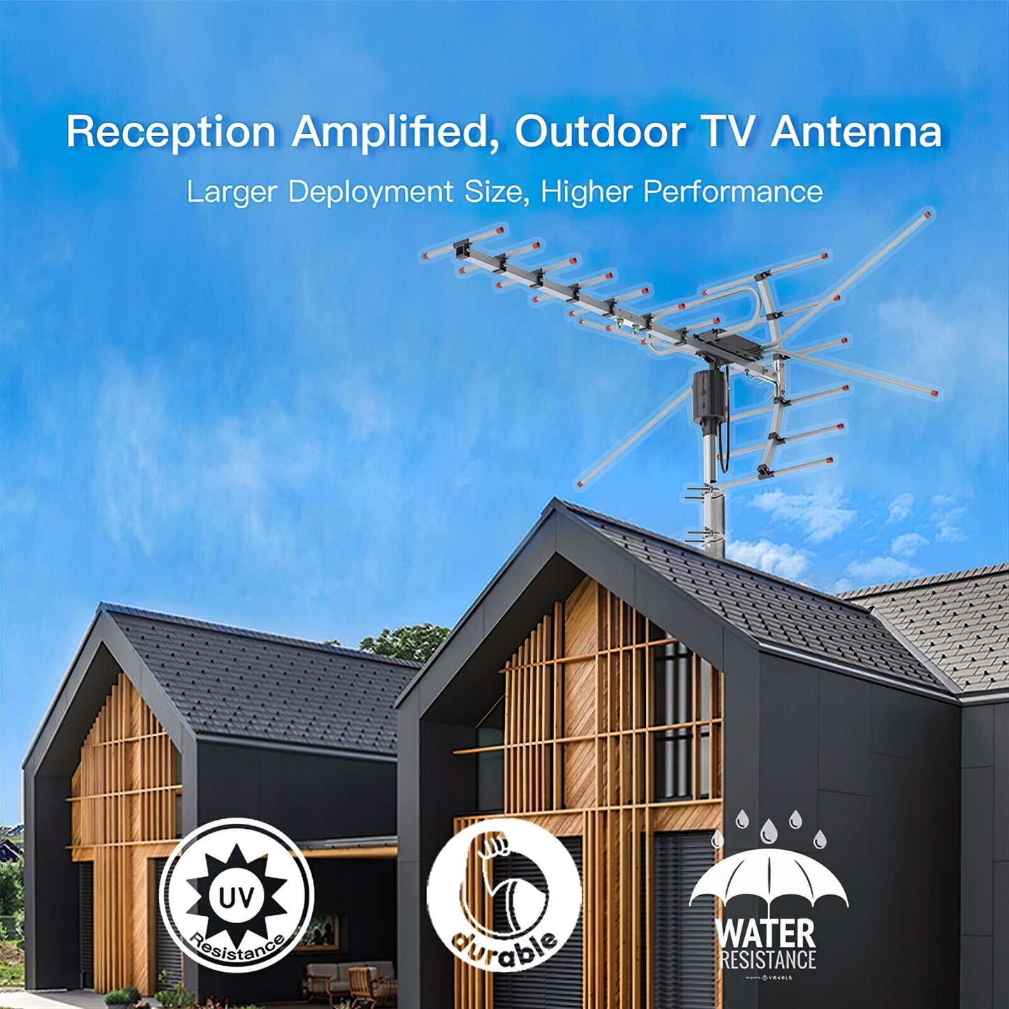 Effective 150 Mile HDTV 1080P Digital 360° Outdoor Amplified Tv Antenna For Smart Tv