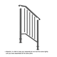 2-3 Steps Premium Outdoor Stair Railing, Black Iron Hand Rails For Concrete Steps
