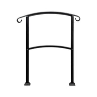 3-1 Steps Black Outdoor Stair Railings : Enhance Safety and Style with Premium Quality Wrought Iron Hand Rail