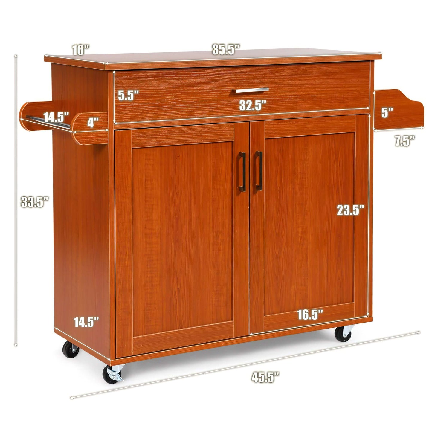 WETA® Rolling Kitchen Island Cart Storage Cabinet w/ Towel & Spice Rack