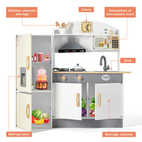 Exceptional WETA® Play Kitchen Set for Kids | Wooden Kidkraft Kitchen with Matching Cookware Set