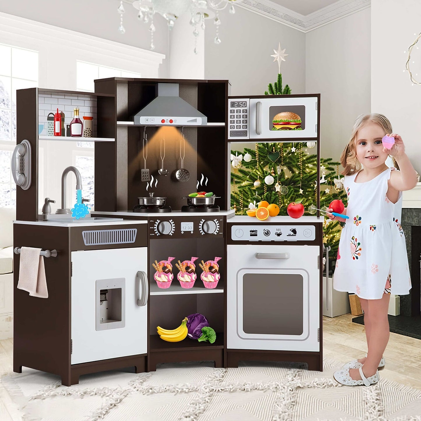 Outstanding WETA® Kids' Play Kitchen | Wooden Kidkraft Kitchen with Matching Cookware Set
