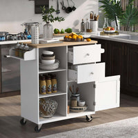 Convenient WETA Kitchen Island Cart: Rolling Cart with Wheels, Storage, Spice Rack, and Towel Holder