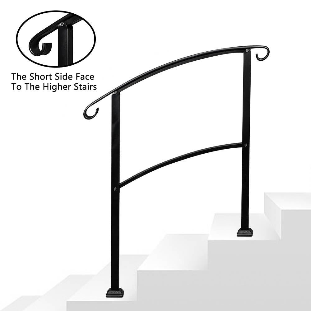 3-1 Steps Black Outdoor Stair Railings : Enhance Safety and Style with Premium Quality Wrought Iron Hand Rail