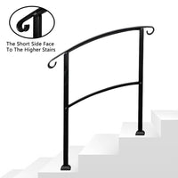 3-1 Steps Black Outdoor Stair Railings : Enhance Safety and Style with Premium Quality Wrought Iron Hand Rail