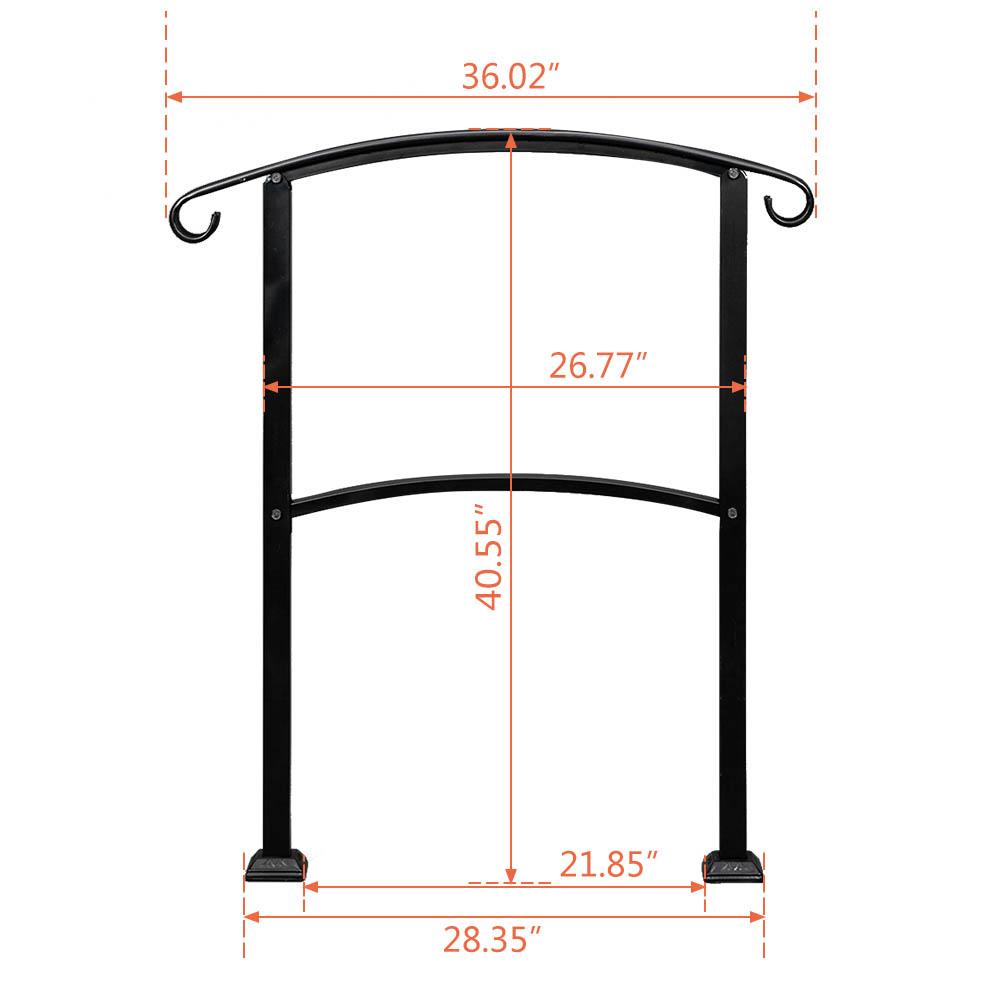 3-1 Steps Black Outdoor Stair Railings : Enhance Safety and Style with Premium Quality Wrought Iron Hand Rail