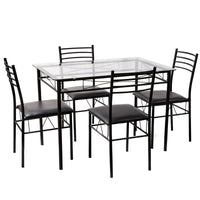 Sophisticated WETA 5-Piece Dining Set | Glass Top Table & 4 Upholstered Chairs | Modern Kitchen Room Furniture