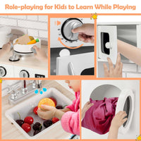 Weta® Kids Play Kitchen Toys with Matching Wooden Cookware Set for Childrens & Toddlers