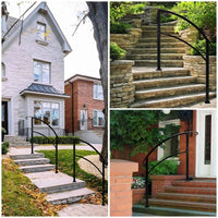 5-1 Steps Outdoor Stair Railings : Enhance Safety and Style with Premium Black Iron Arch Hand Rail