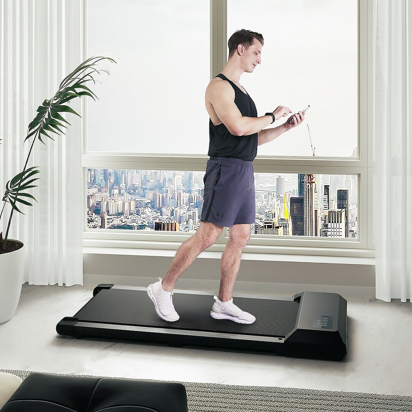 Upgraded 2 In1 Deer Run Under Desk Walking Pad Treadmill With Remote Control for Home & Office
