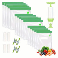 Reusable Sous Vide Bags | 24-Pack Vacuum Food Storage Set with Hand Pump & Sealing Clips for Meal Prep & Storage