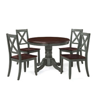 Outstanding Round Dining Room Table | Superior Natural Solid Wood | Dark Seafoam or White