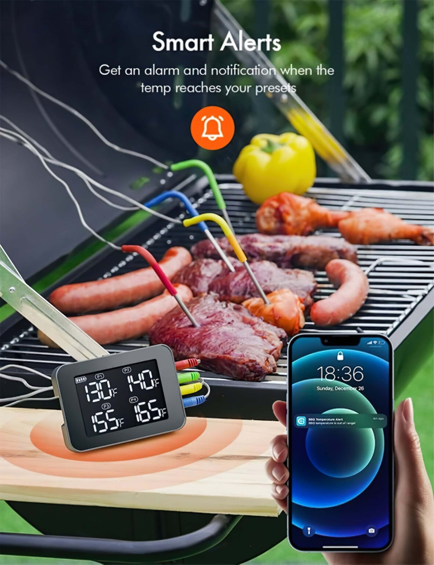 Wireless 4 Probe Meat Thermometer