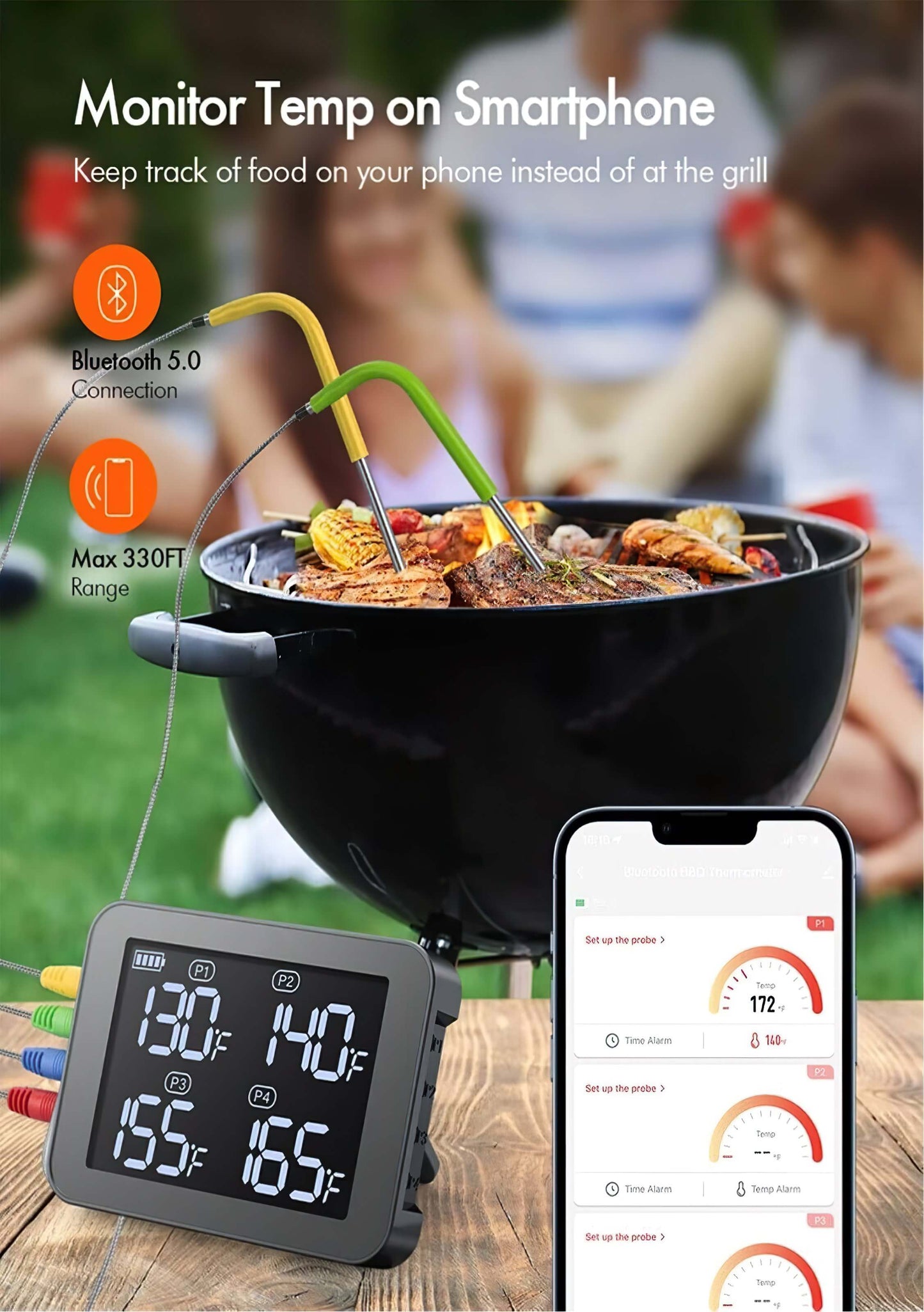 Wireless 4 Probe Meat Thermometer