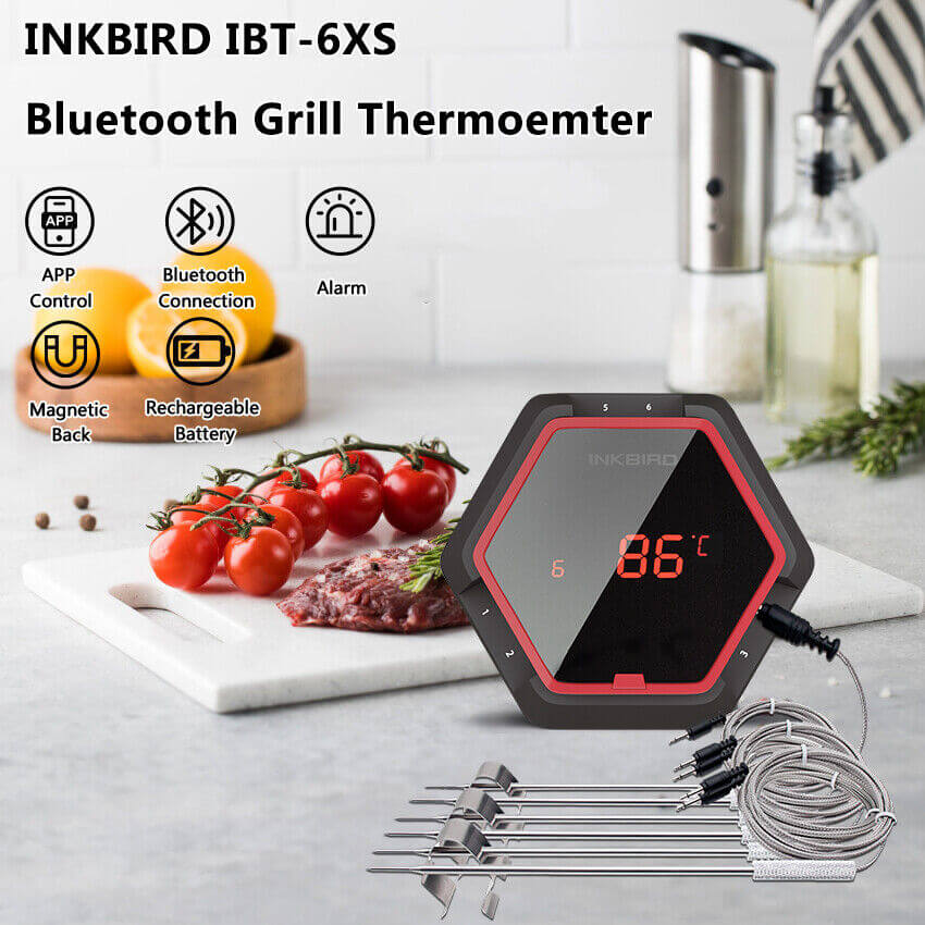 Wireless Food Thermometer with 150ft Range and 6 Probes IBT-6XS