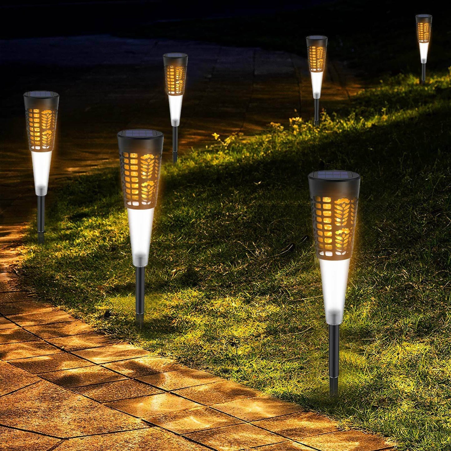 6Pcs Solar Garden Lights For Yard, Pathway Lights With A Unique Shadow Pattern