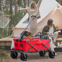 Red Collapsible Beach Wagon, Beach Cart, Folding Wagon